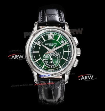 Swiss Replica Patek Philippe Complications Annual Calendar Green Dial Stainless Steel Watch